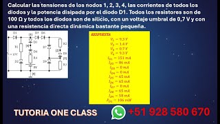 Cómo calcular tensiones, corrientes y potencia en un circuito con diodos de silicio (0.7 V)