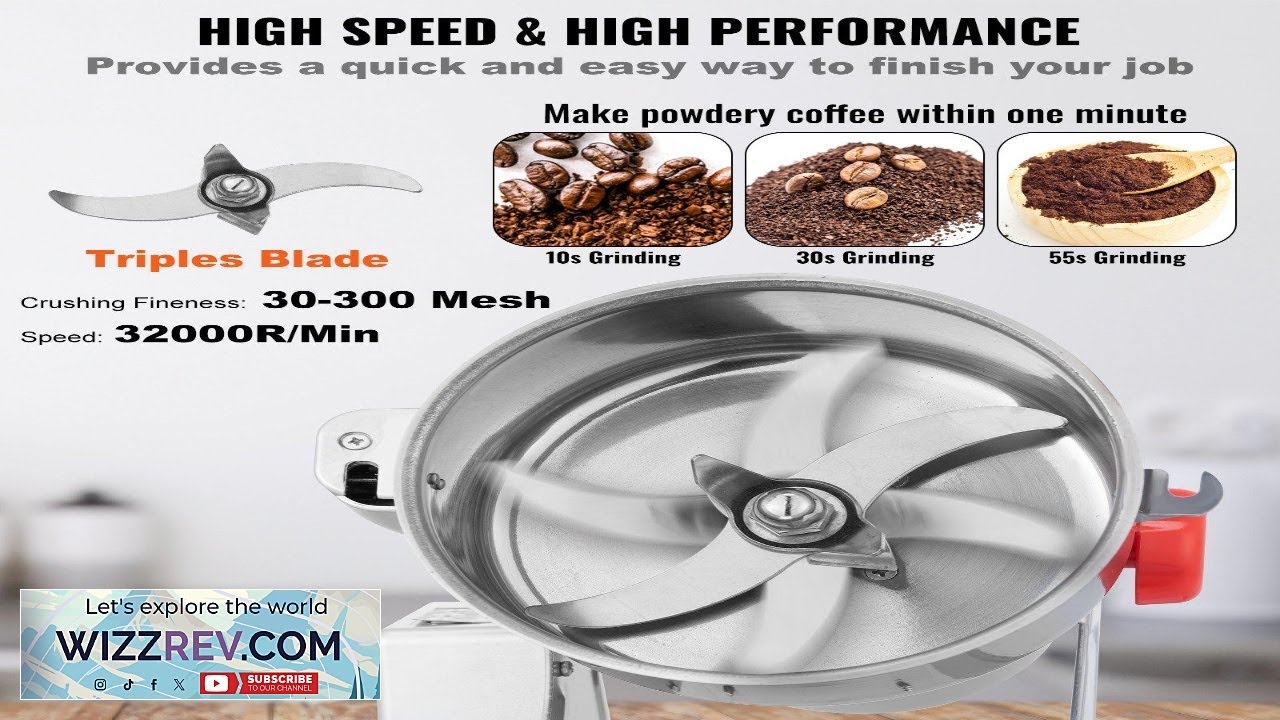 VEVOR 2000g Electric Grain Mill Grinder High Speed 3400W Commercial Spice Grinders