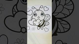 Cute bee with heart balloons! Watch the magic colors bring this adorable character to life! 🐝💖