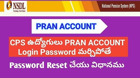 How to Reset CPS PRAN Account Password in Telugu