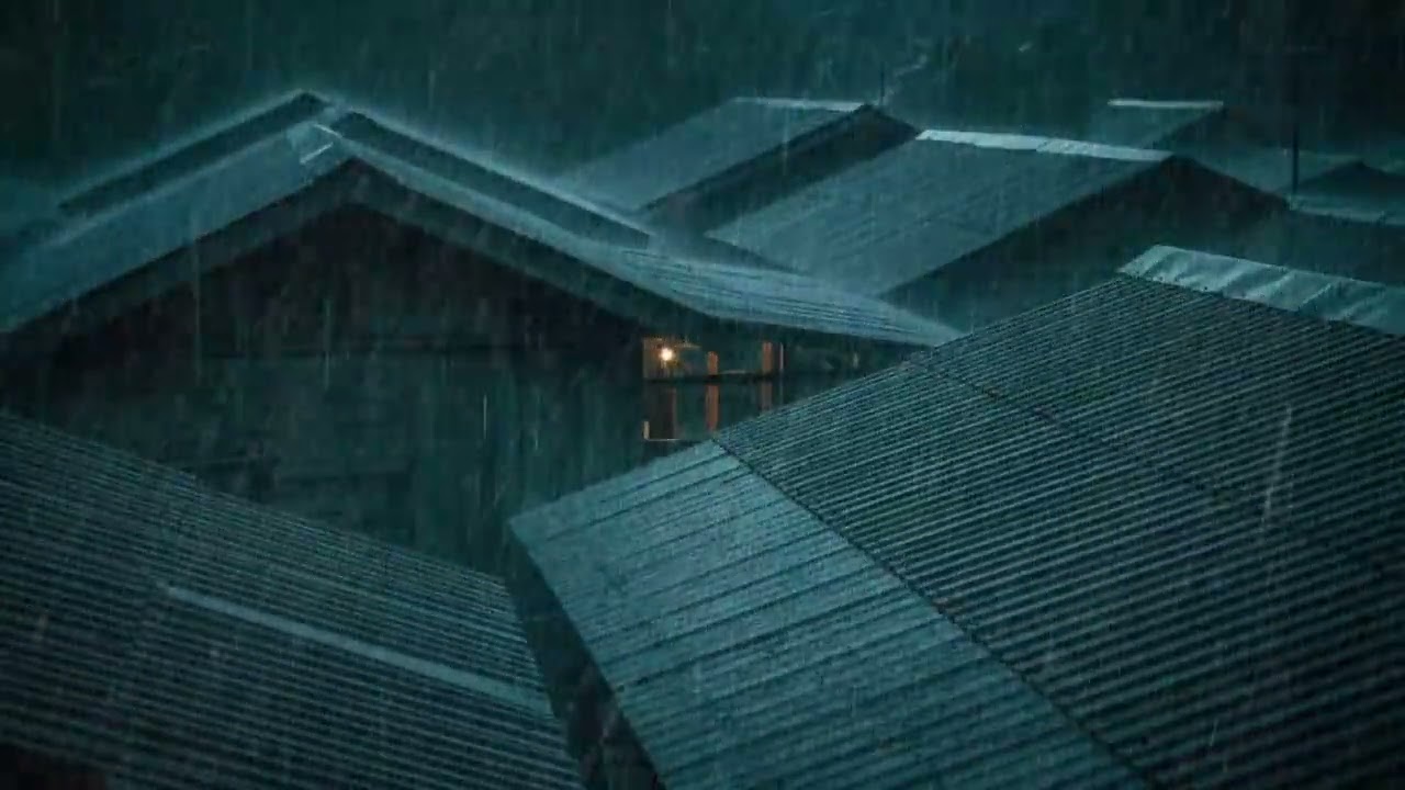 No Ads Rain Sounds for Sleeping - ASMR Torrential Night Rain On Tin Roof for Deep Sleep