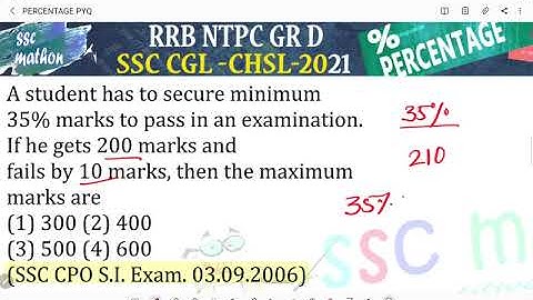 A student has to secure minimum 35% marks to pass in an examination.If he gets 200 marks and