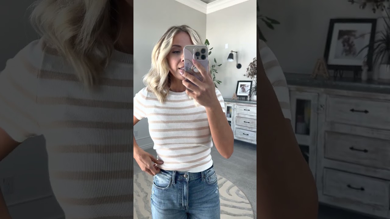 Zoe Fitted Stripe Sweater - Beige