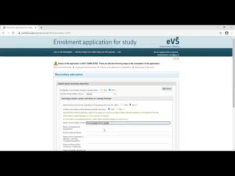 eVS Enrolment Application: Secondary education