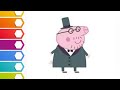 🥰😍how to draw dad peppa pig 🐷l peppa pig drawing l colorful❤💚💜 drawing l drawing for kids l drawing💕