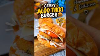 Crispy Aloo Tikki Burger ?? | Easy Homemade Recipe! #shorts