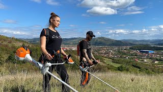 Stihl Fs 561C-Em And Stihl Fsa 130, My Smallest And My Biggest Brushcutter Working Side By Side.