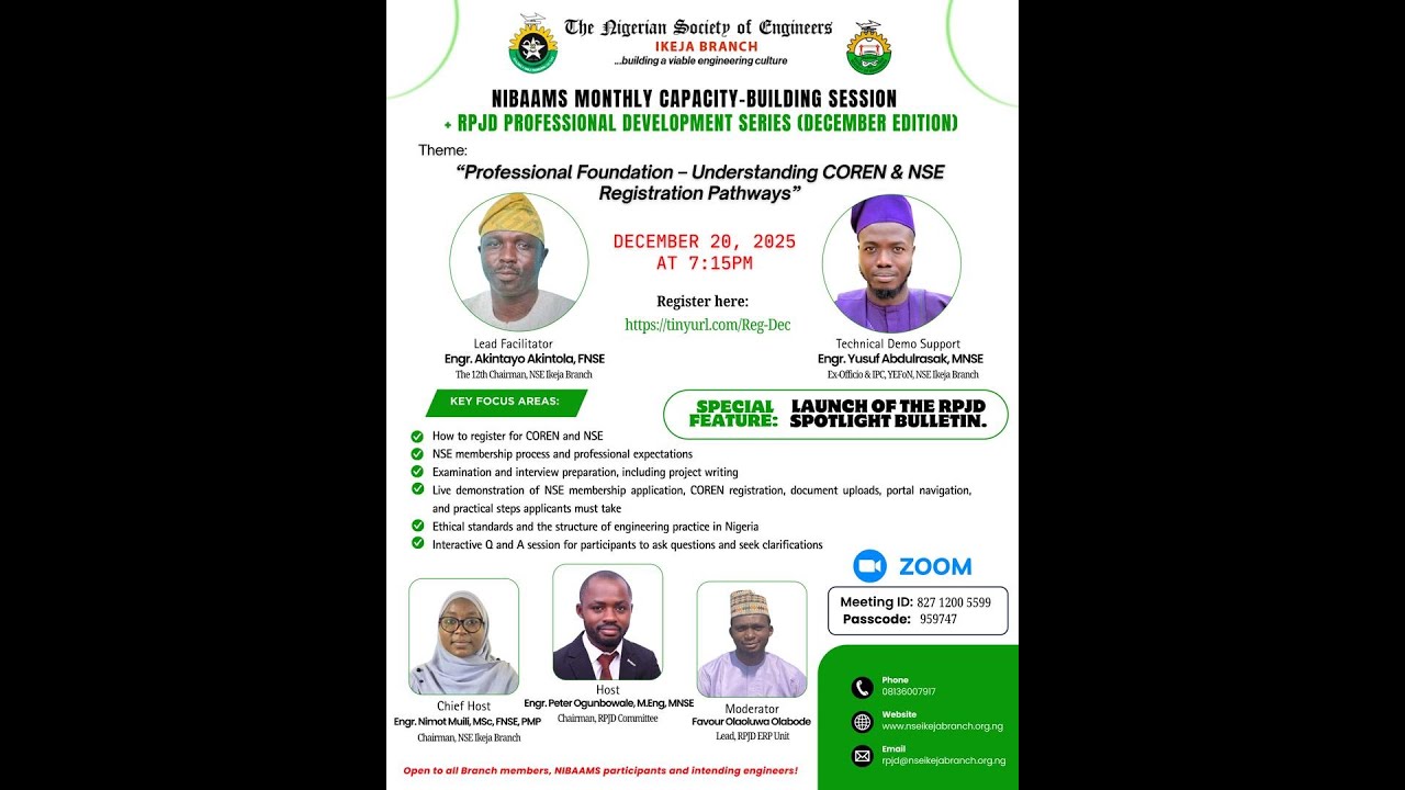 NIBAAMS Monthly Capacity Building Session – COREN & NSE Registration Pathways | December 2025