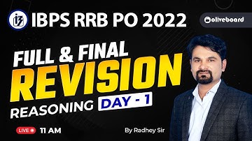 IBPS RRB PO Reasoning 2022 | Full and Final Revision Reasoning | Day - 1 | By Radhey Sir
