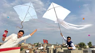 2 Big Plasticbag Kite Flying With Indian Small Kite Catch Rain Day Plasticbag Kite
