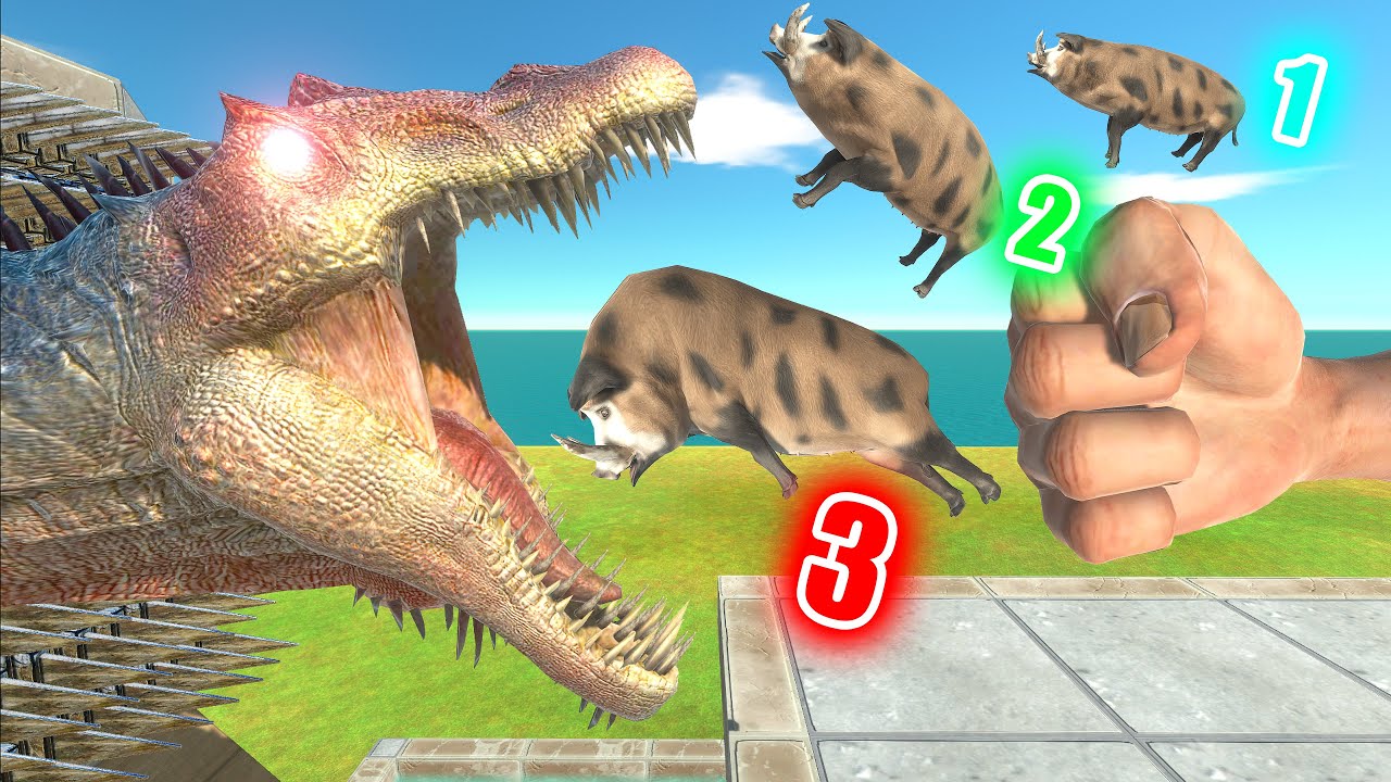 Impossible Escape! Animals Try to Survive the Fists and Spinosaurus Head | ARBS