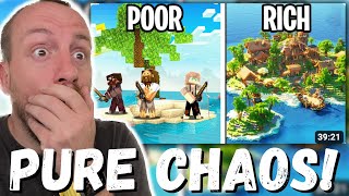 PURE CHAOS! Sword4000 I Made 200 Players Simulate Survival Islands in Minecraft... (REACTION!)