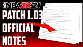 NBA 2K21 PATCH 1.03 NOTES (OFFICIAL) EVERYTHING YOU NEED TO KNOW! FADES, ANKLE BREAKERS & MORE
