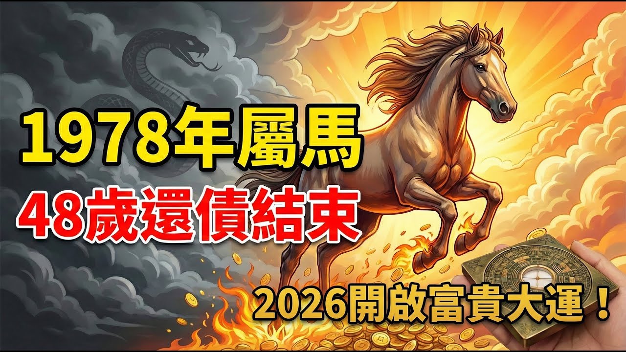 1978年屬馬的命太硬？這不是壞事！熬過蛇年，你的「還債期」正式結束，接下來是一整年的馬年富貴大運！#2026年生肖馬運勢 #屬馬2026年運勢 #1978年屬馬 #本命年 #1978年生肖馬 #招財