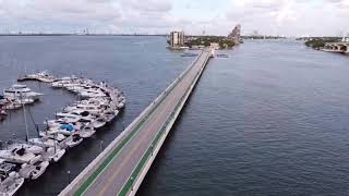 Drone View -Venetian causeway Bridge Miami FL