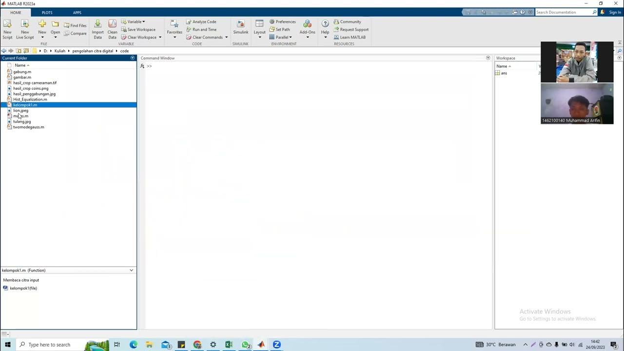 MATLAB edit dengan effect negative, log transformation, gamma
