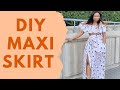 how to make a gathered skirt for beginners | DIY gathered maxi skirt with high slit