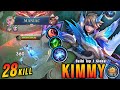 28 Kills + MANIAC!! Insane DMG Kimmy Monster Midlane!! - Build Top 1 Global Kimmy ~ MLBB