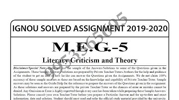 MEG-5 Solved Assignment 2019-20