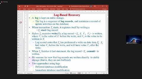DBMS-Recovery and Atomicity, Recovery Algorithm Log Based Recovery Deferred Database Modification