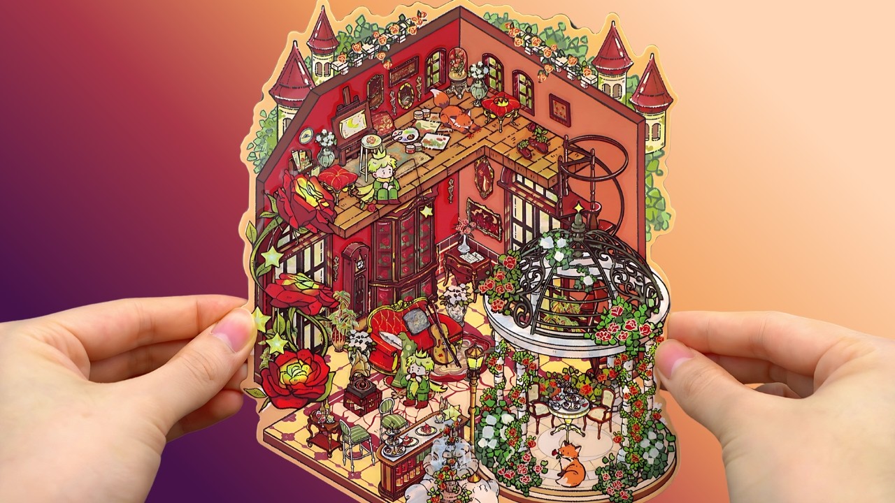 [ ASMR ] DIY Large 3D Landscape Decorative Stickers | Rose Collection