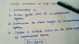 Design procedure of Lag compensator