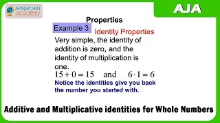 9 Additive and Multiplicative identities for Whole Numbers