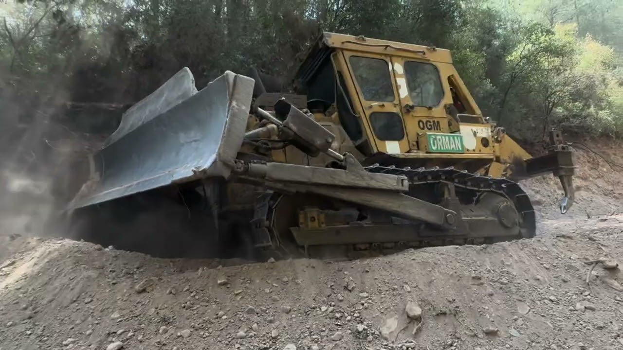 Obras de alargamento e correção de estradas com trator na nova área florestal #escavadeira #lagarta