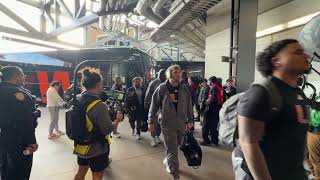 Miami Hurricanes arrive at Kyle Field December 20, 2025