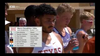 Mens Decathlon 100M - 2022 Big 12 Outdoor Track And Field Championships 05-13-2022