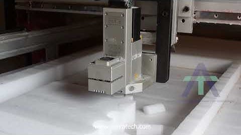 Vertical CNC Foam Cutting Machine for complex shapes with oscillating spindle. Easy cutting carbide