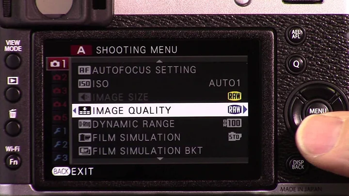Fujifilm X100t Menu Settings