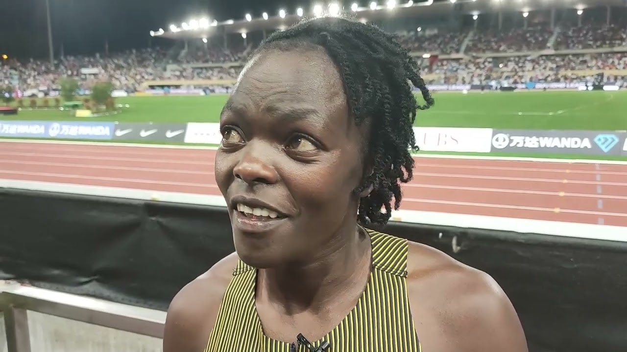 Mary Moraa DL Lausanne mixed zone