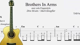 Brothers in Arms - Dire Straits easy solo Fingerstyle, TAB lesson chords