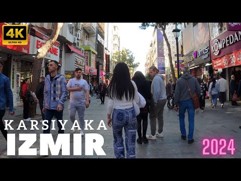 TURKEY IZMIR CITY CENTER WALKING TOUR | KARSIYAKA, MARKETS, BAZAARS | APRIL 2024 | UHD 4K