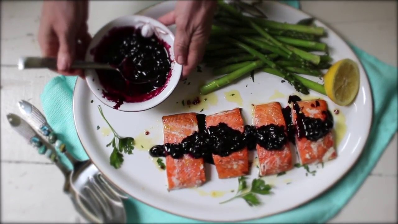 Slow Roasted Salmon with Blueberry Pan Sauce YouTube