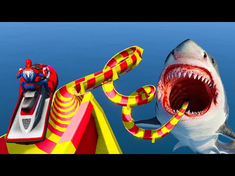 Spiderman Bridge Stunt Racing Challenge with Superheroes- Captain America, Batman, Black Adam, Thor - Spiderman Bridge Stunt Racing Challenge with Superheroes- Captain America, Batman, Black Adam, Thor