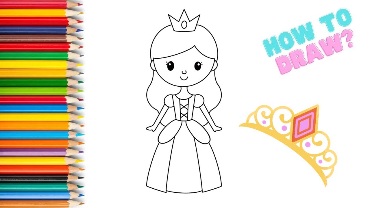 How To Draw Princess, Painting and Colouring for Kids 👸🏼 - YouTube
