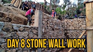 Stone Wall Work Day 8 Making Simple and Beautiful House in Village #building #stonewall