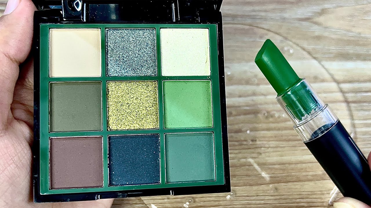 Green Makeup Mixing Lipstick into Clear Slime | Satisfying video | Moon slime