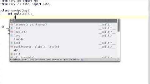 A Kivy app with a label that says "Hello World!"
