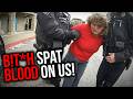 Insane Karen Spits BLOOD on Cop After Punching Manager!