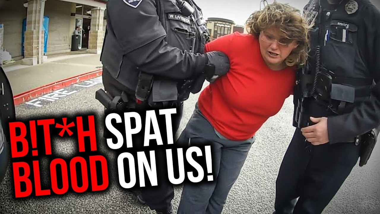 Insane Karen Spits BLOOD on Cop After Punching Manager!
