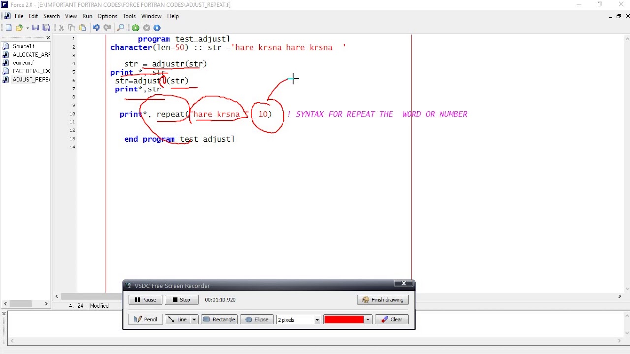 How To Repeat A String In Fortran Language And Use Of Adjustl Adjustr Youtube