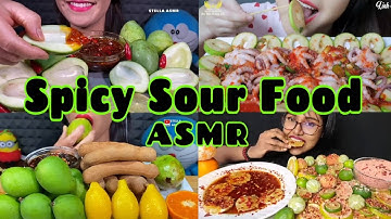 Eating Sour Fruits with Chilli Oil | Extremely Sour Food Challenge | Mukbang |ASMR MUKBANG EATING