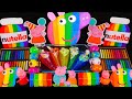 Rainbow peppa pig mixing random cute  shiny things into slime  1000 satisfying idea by yo yo