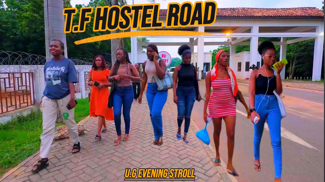 🇬🇭 T.F HOSTEL ROAD Evening 4K Walking Tour | U.G Campus | Truth Avenue