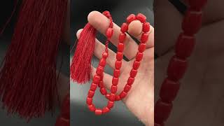 Kırmızı Sıkma Kehribar Tesbih | Kapsül Model | Koleksiyonluk Osmanlı Saçaklı Tesbih