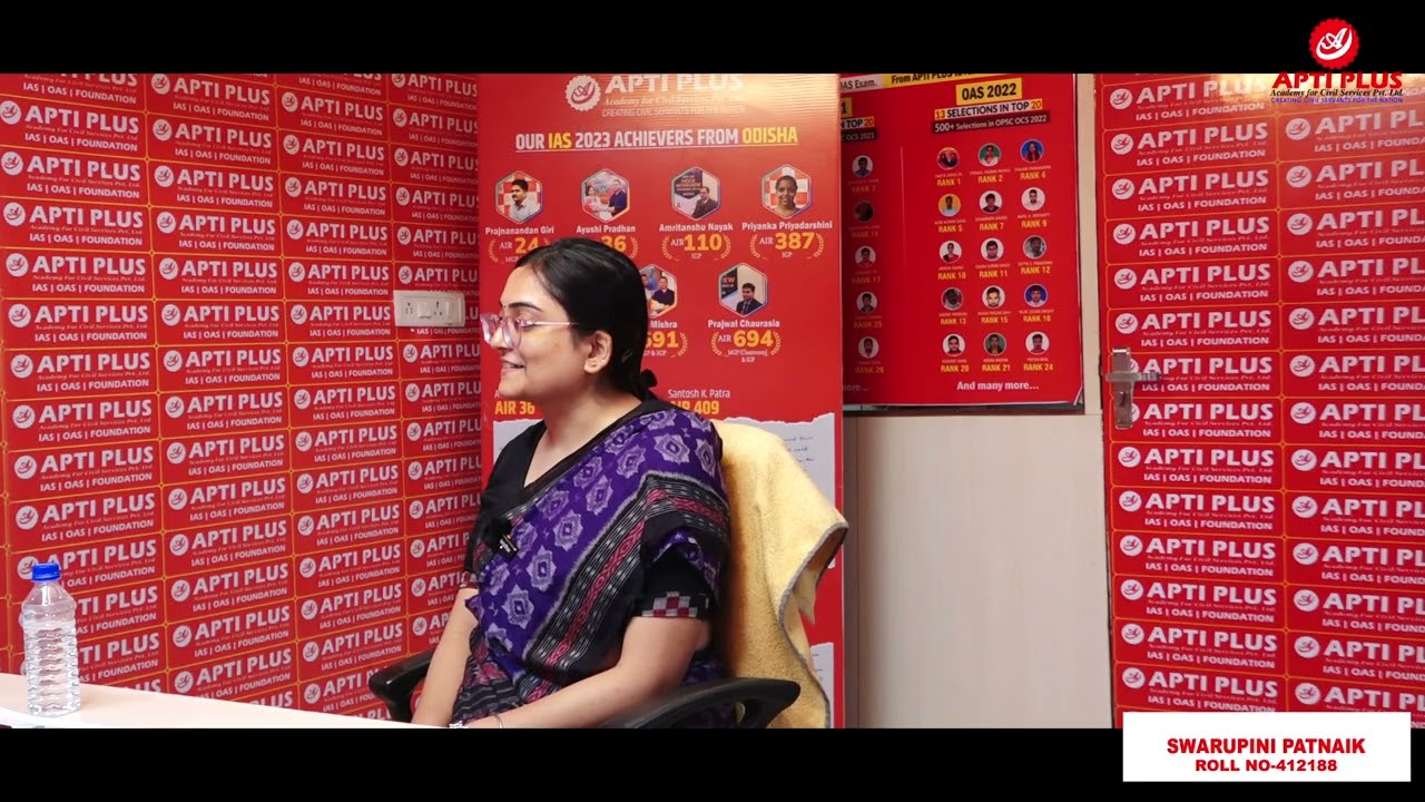 SWARUPINI PATNAIK || RANK 12  || OAS 2023 || Mock Interview || APTI PLUS