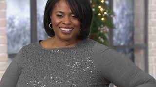 Belle by Kim Gravel TripleLuxe Sequin Long Sleeve Top on QVC